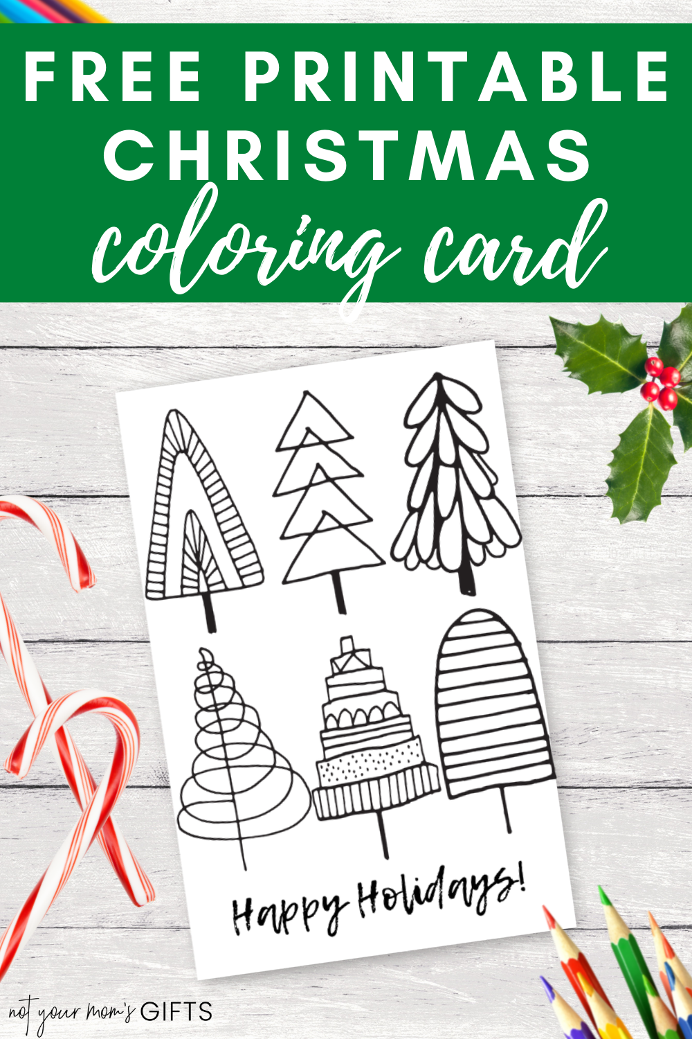 Christmas Card To Color Free Printable Half Fold Not Your 