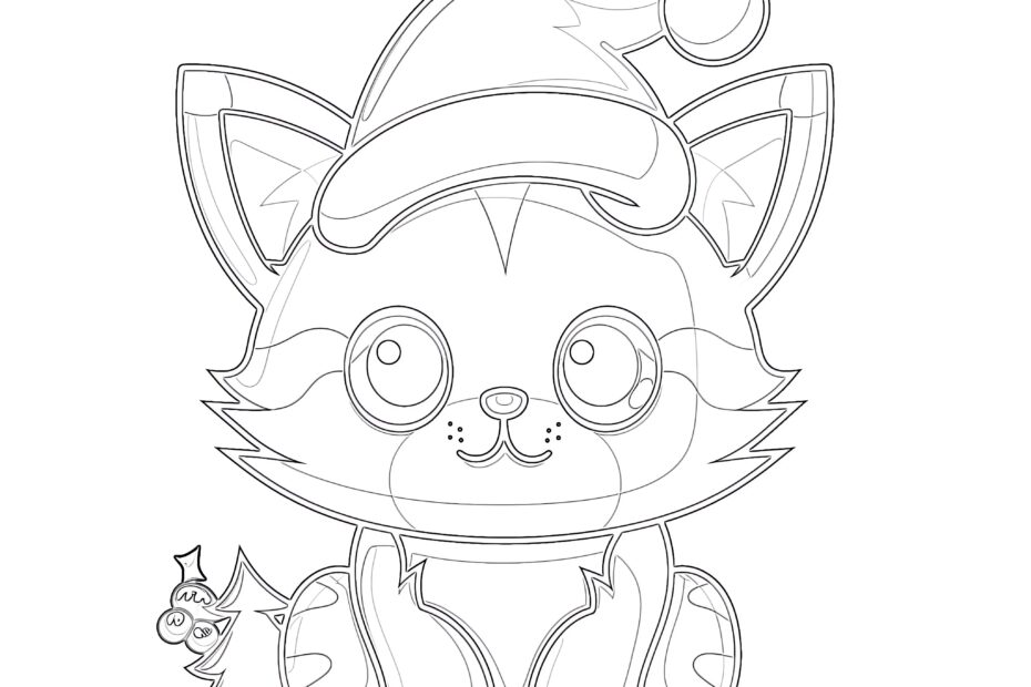 Christmas Cat Coloring Page Coloring Pages Mimi Panda