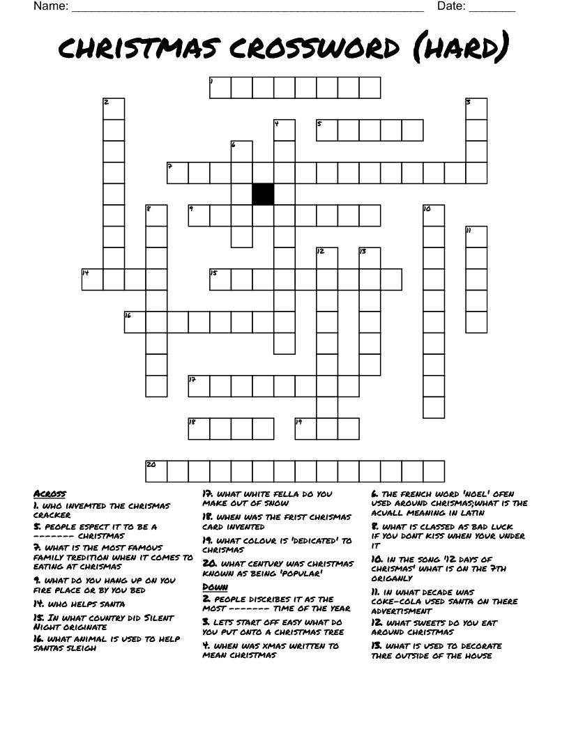 difficult crossword puzzles printable