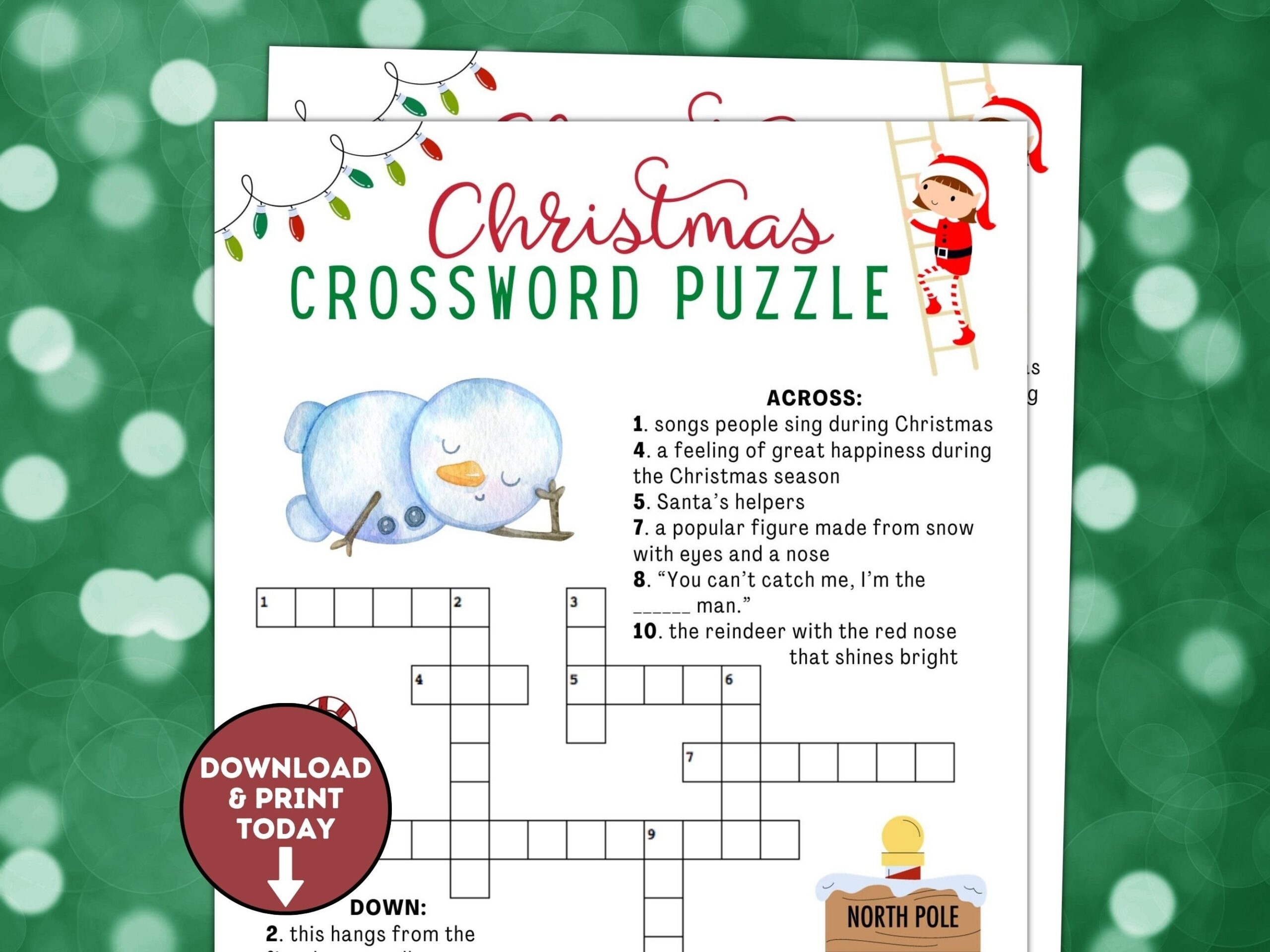 christmas crossword puzzles free printable