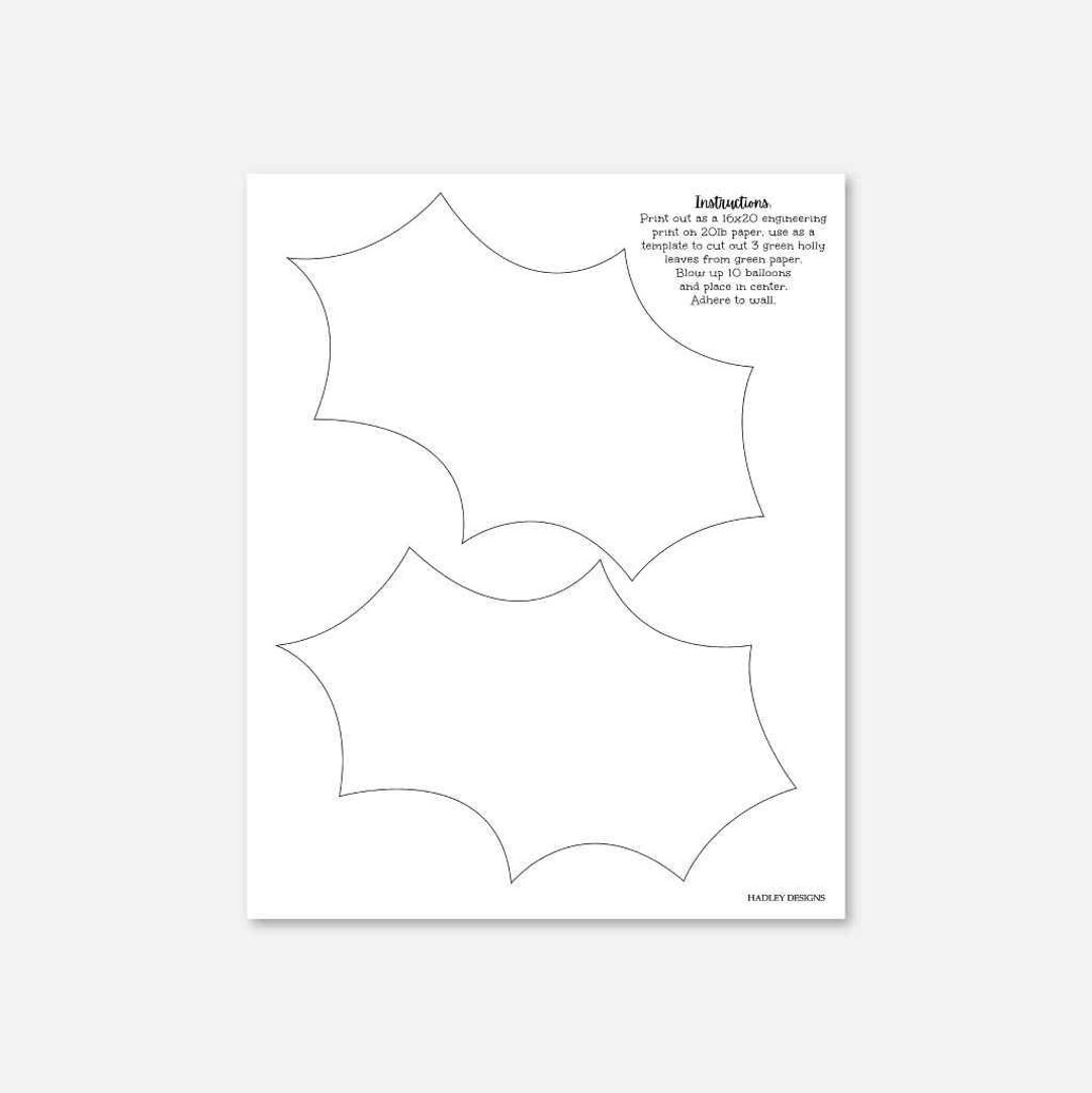 Christmas Holly Leaf Outline Template Holly Leaf Stencil Holly Leaf Mold Holly Leaf Pattern Christmas Holly Craft DIY Christmas Craft Etsy New Zealand