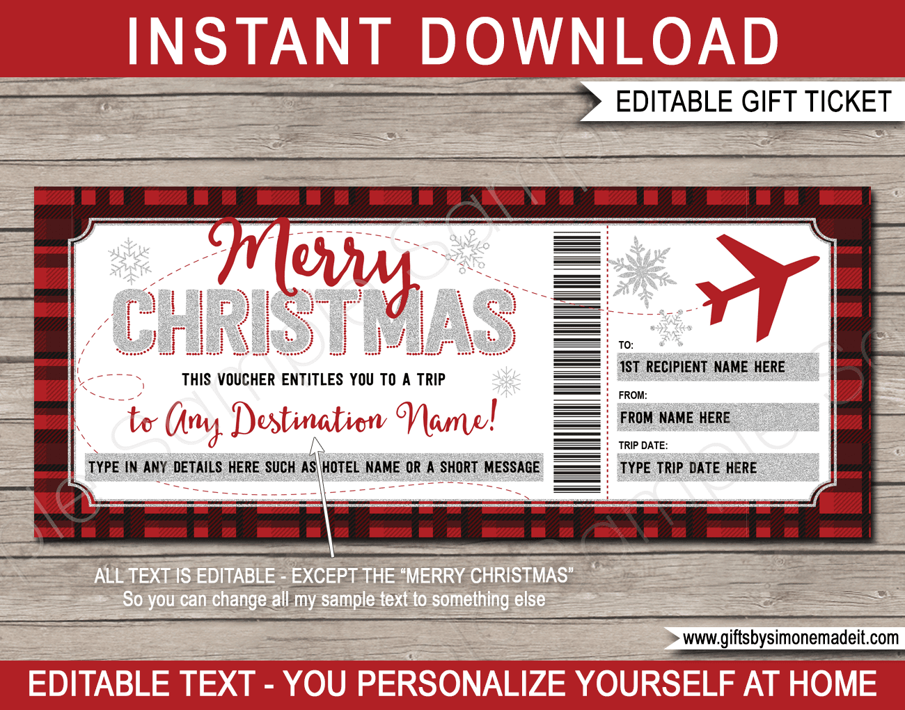 plane ticket template for gift
