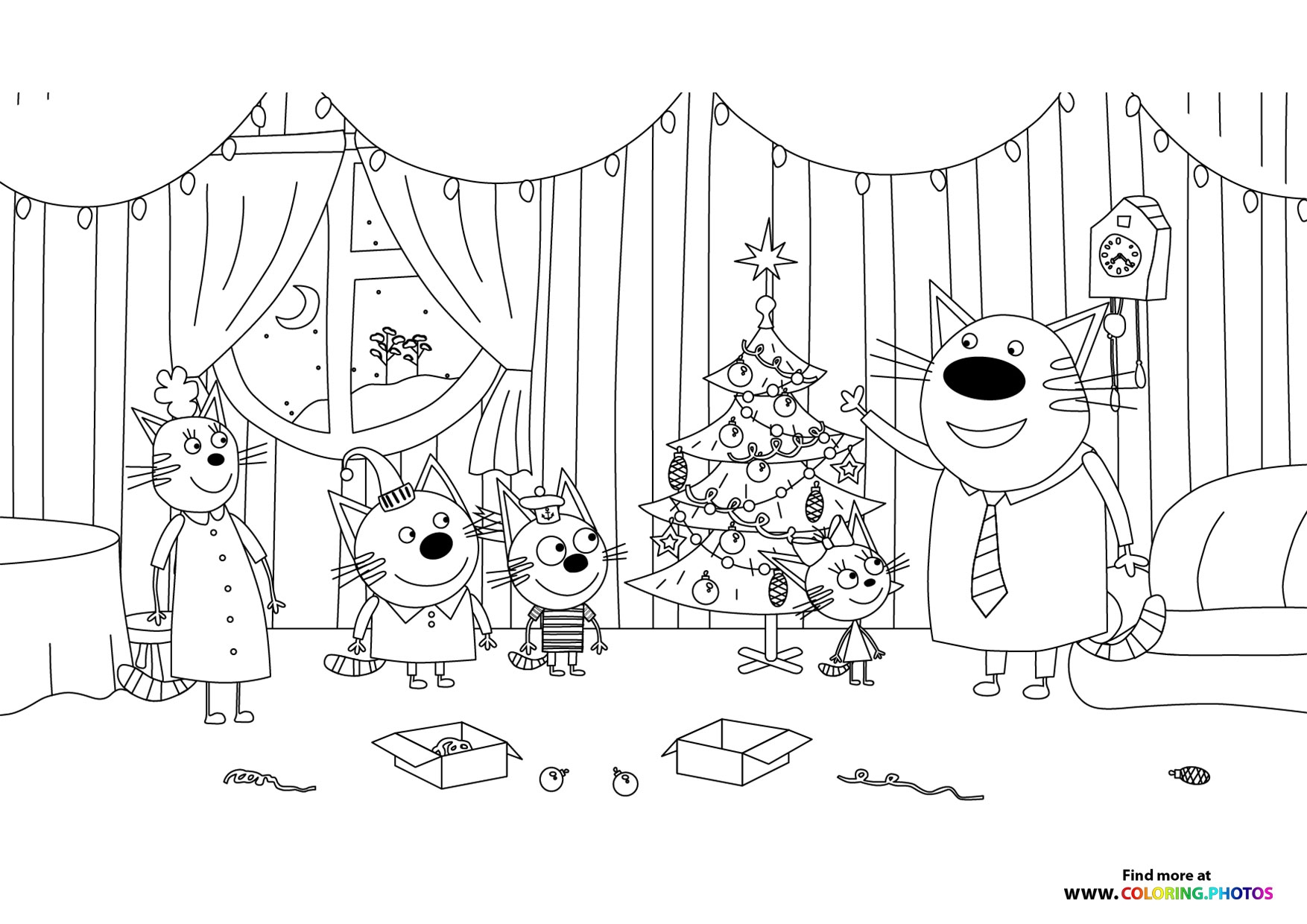 christmas coloring pages with cats