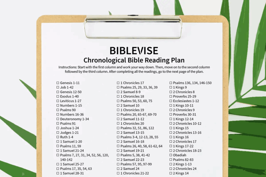 Chronological Bible Reading Plan With Printable PDF