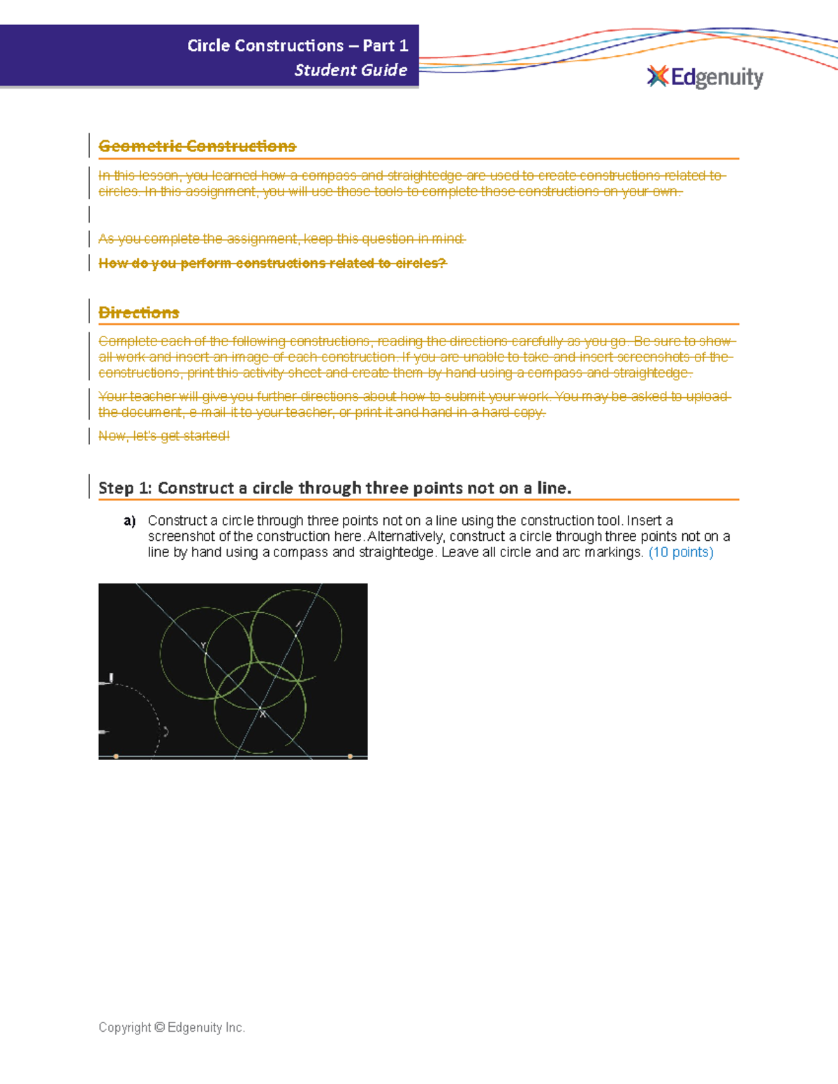 performance task circle constructions worksheet
