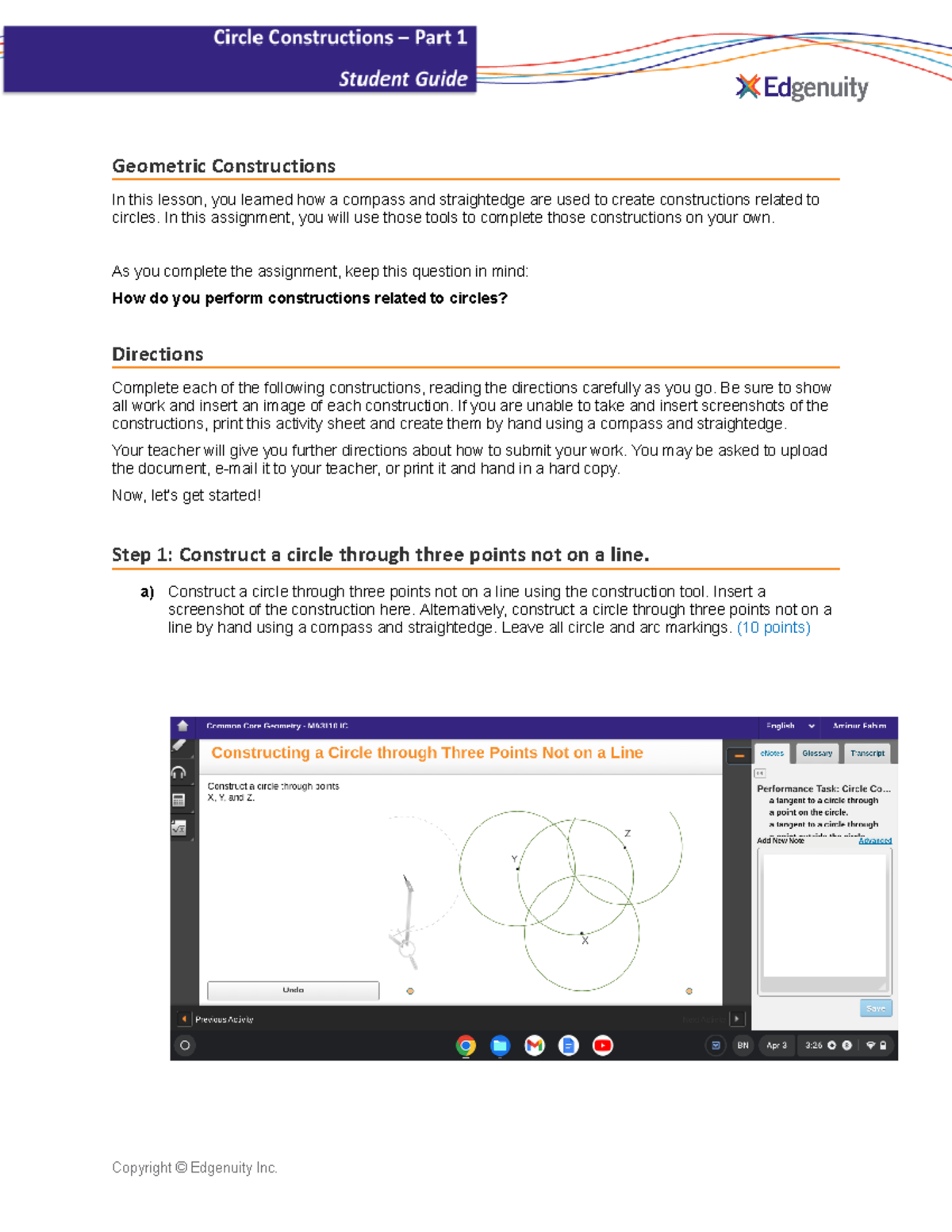 Circle Constructions Student Guide Part 2 Geometric 