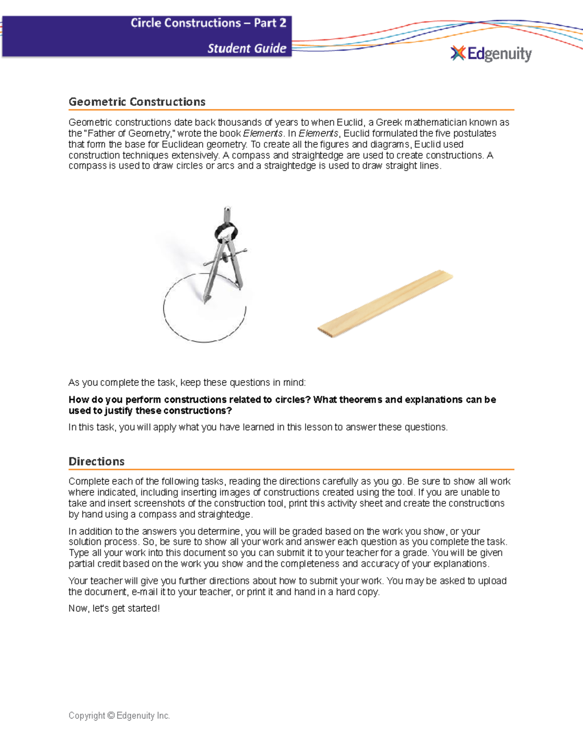 Circle Constructions Student Guide Part 2 Geometric 