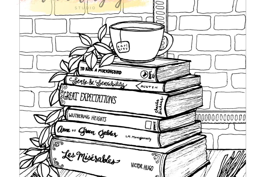 Classic Books Printable Coloring Page Etsy