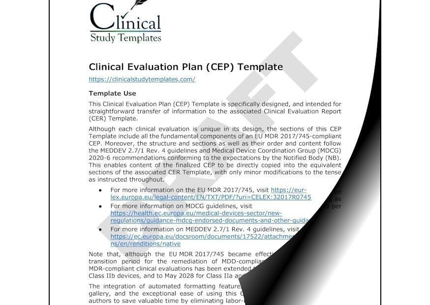 Clinical Evaluation Plan CEP Template