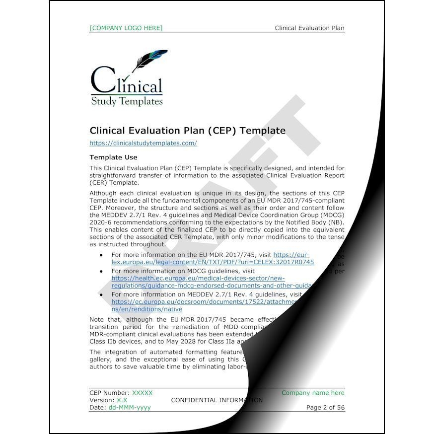 Clinical Evaluation Plan CEP Template