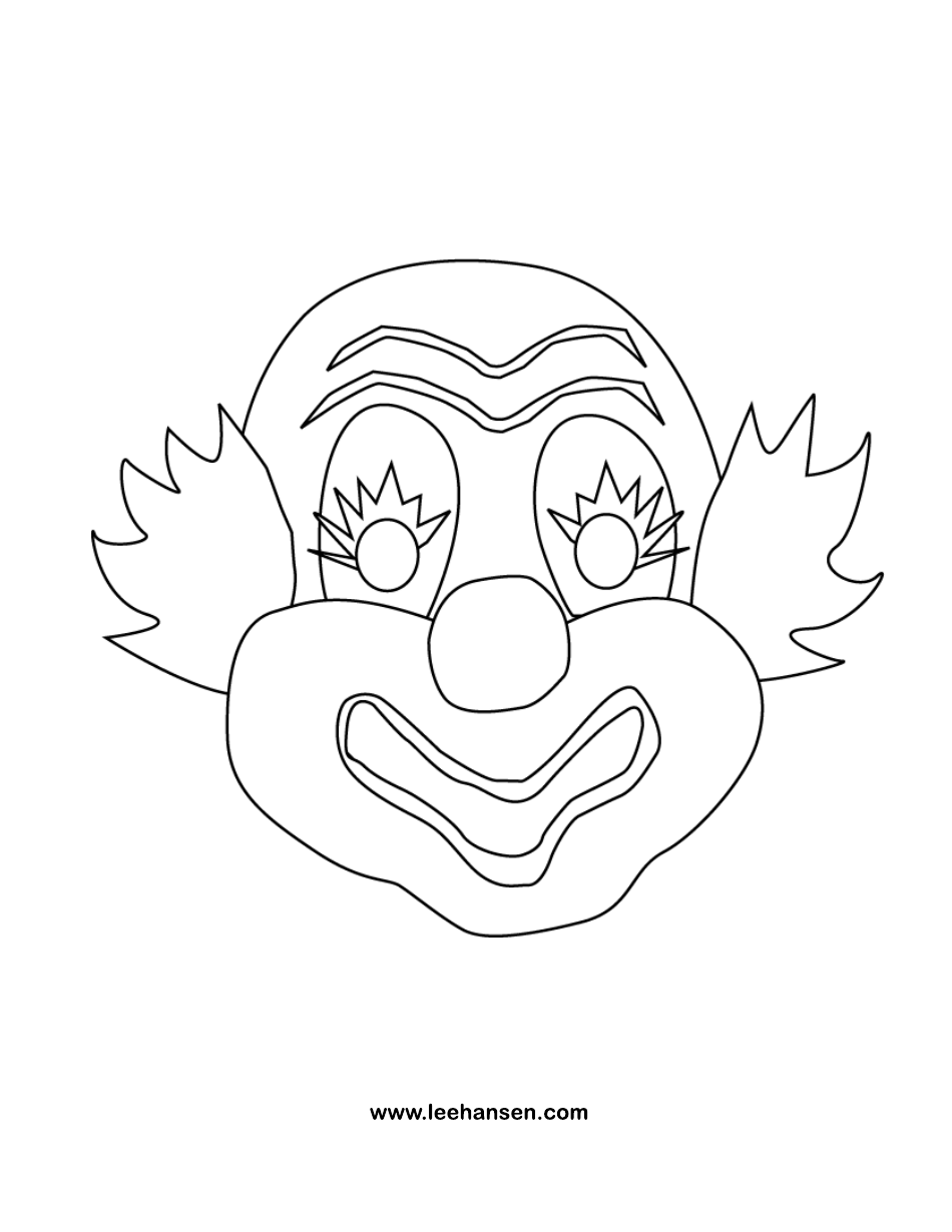 Clown Face Mask Coloring Page Download Printable PDF Templateroller