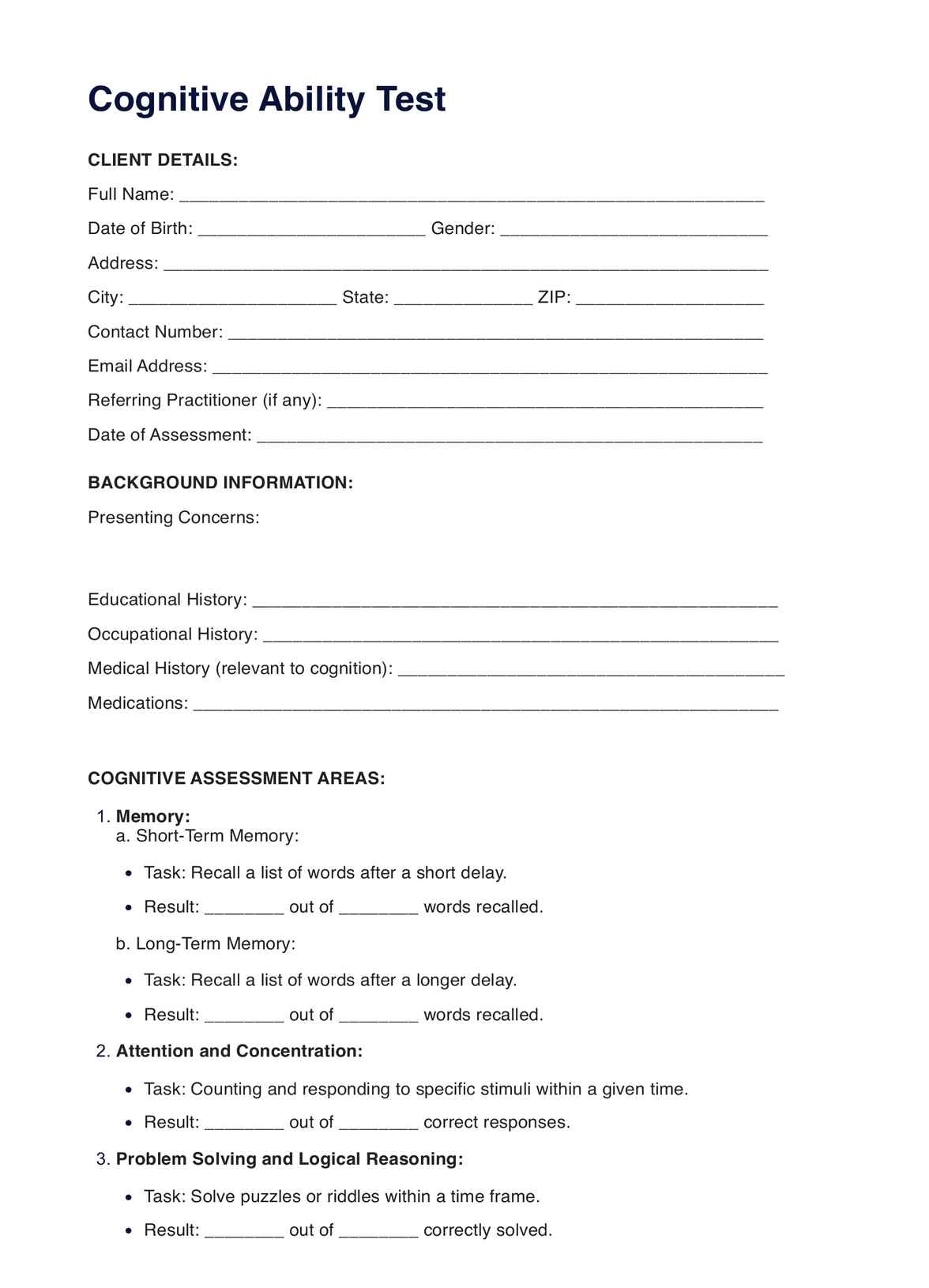 moca test printable