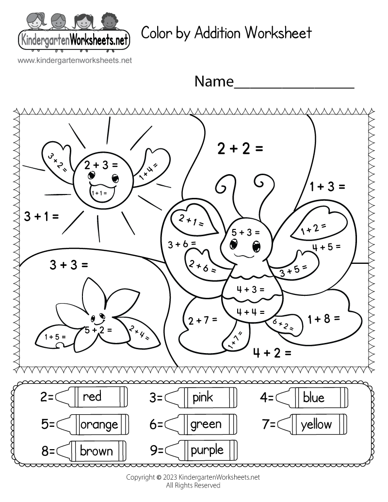 addition worksheet for kg