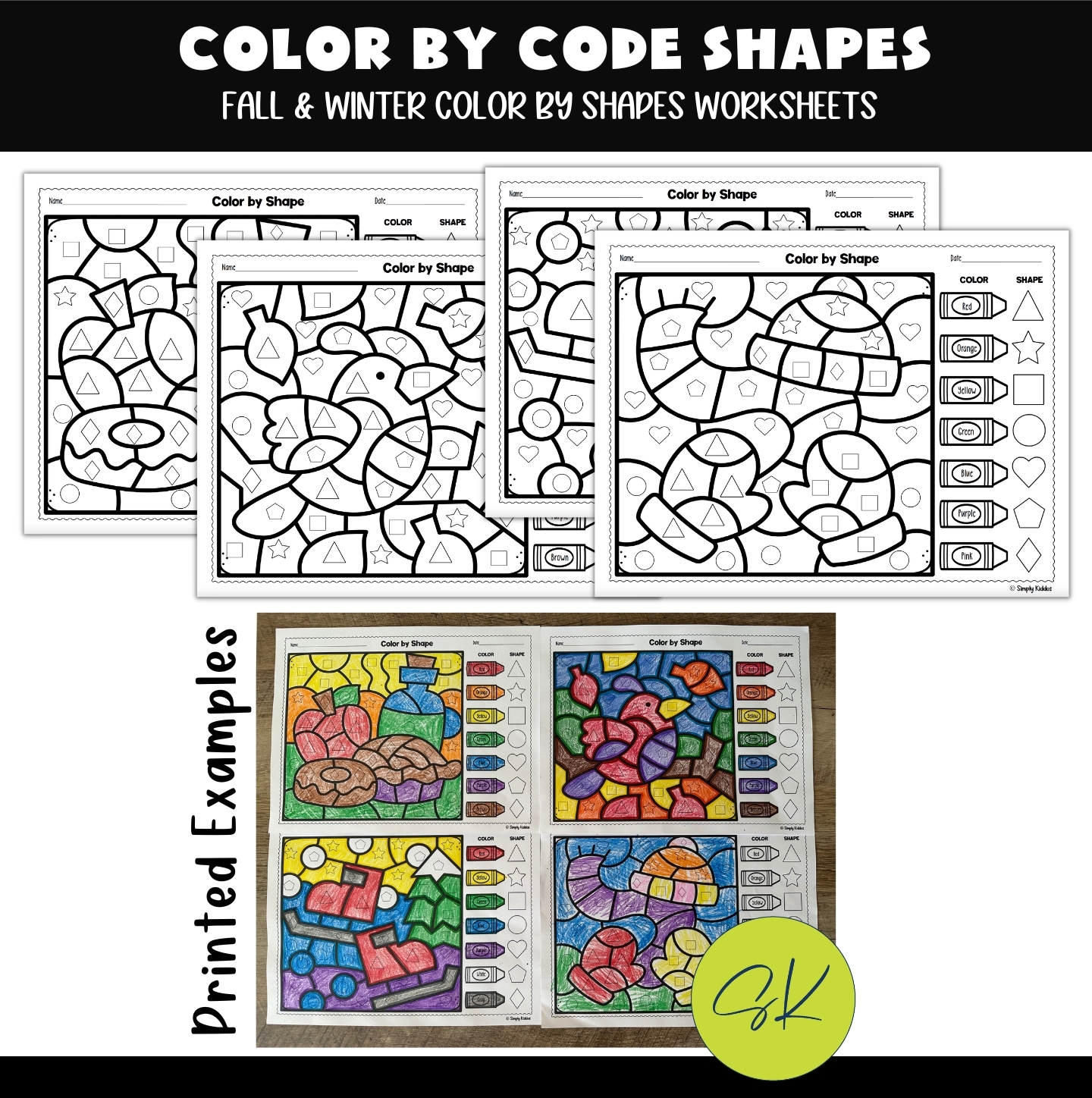 Color By Shape Worksheets Simply Kiddos