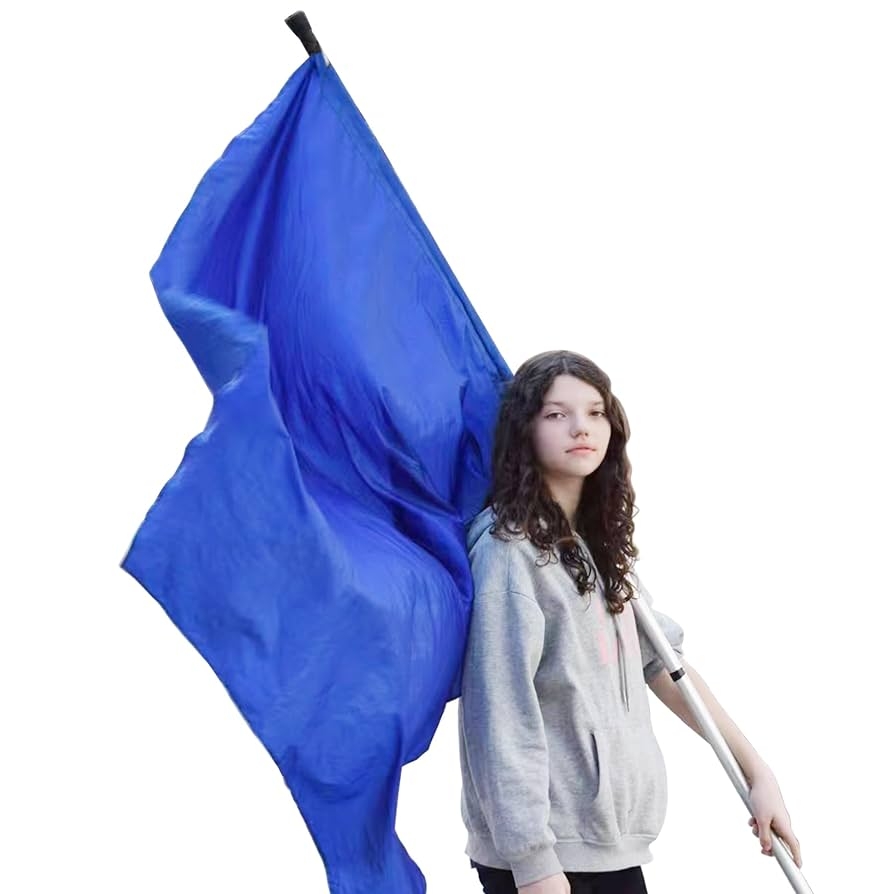 Color Guard Flags With Pole Lightweight Spinning Flags For Performances 3 Colors Blue 