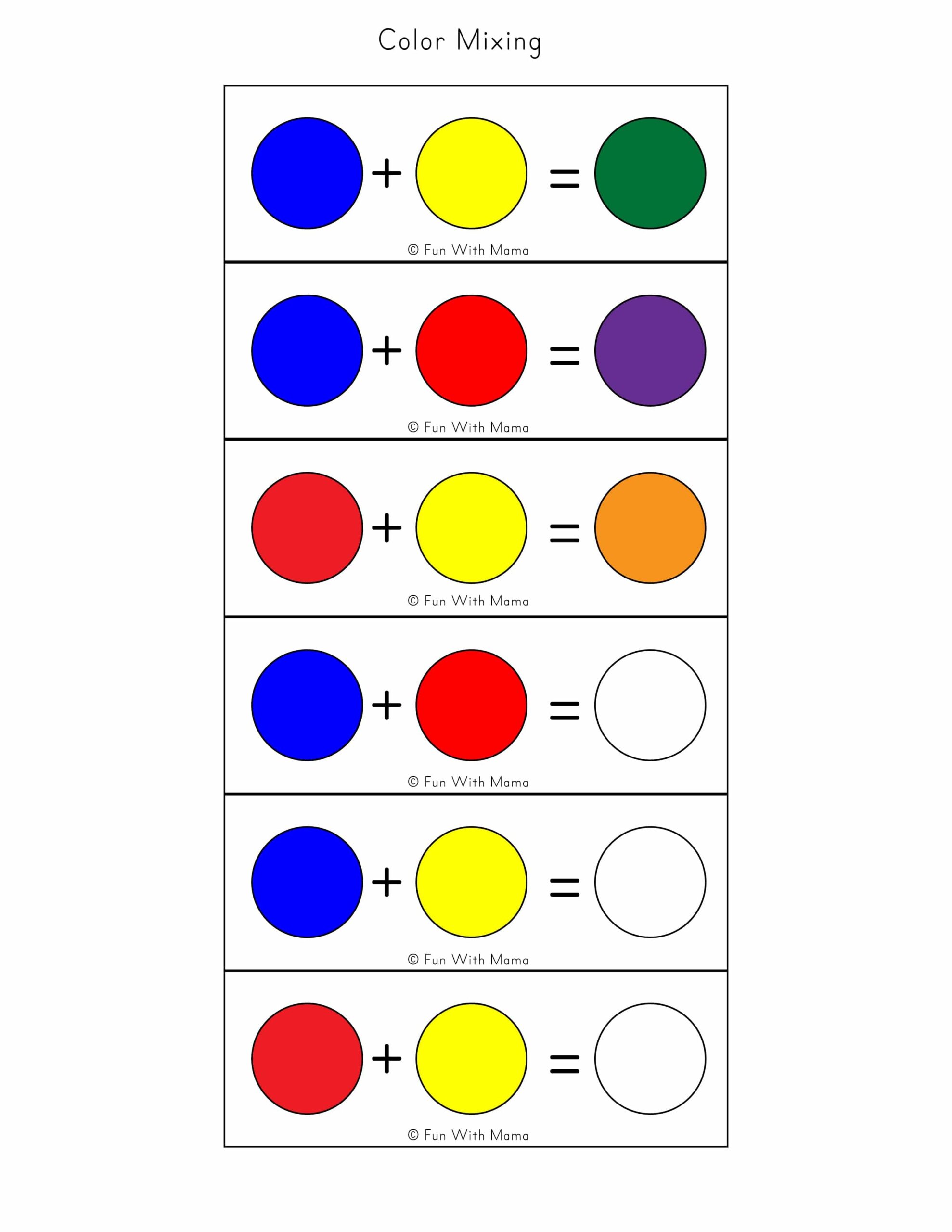 color mixing worksheet