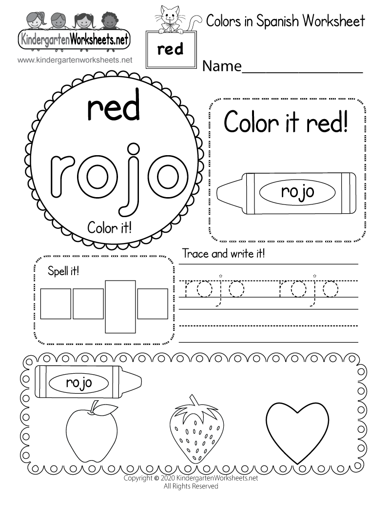 printable color red worksheets for preschool