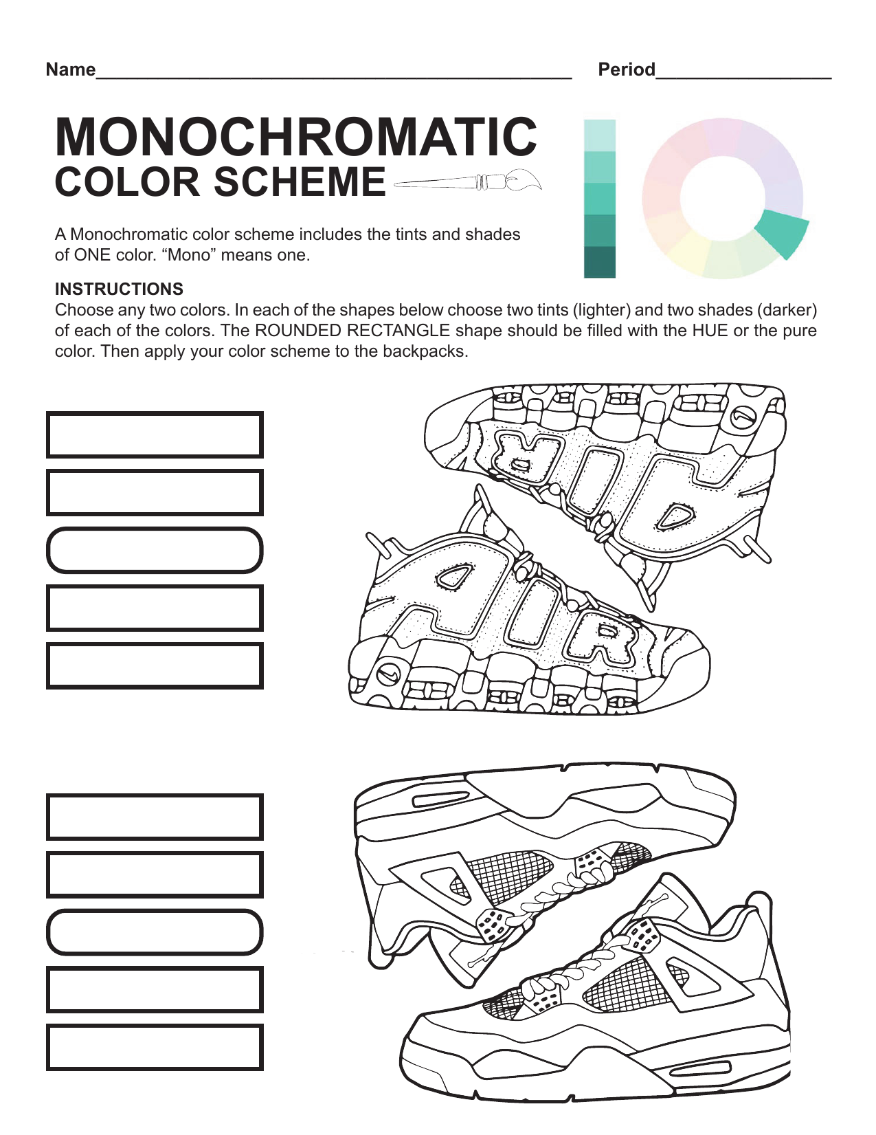 Color Schemes Worksheet Monochromatic U0026 Split Complementary