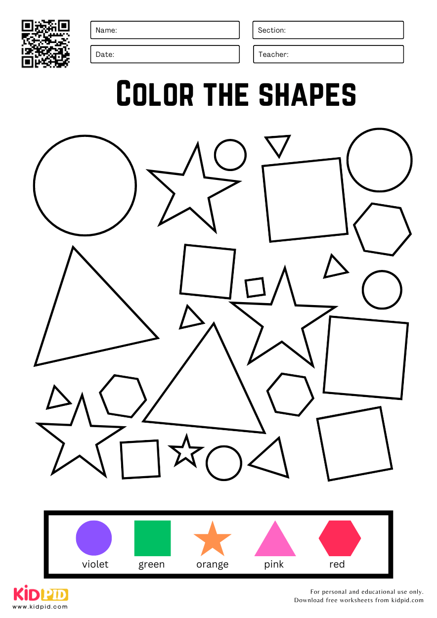 color shapes worksheet