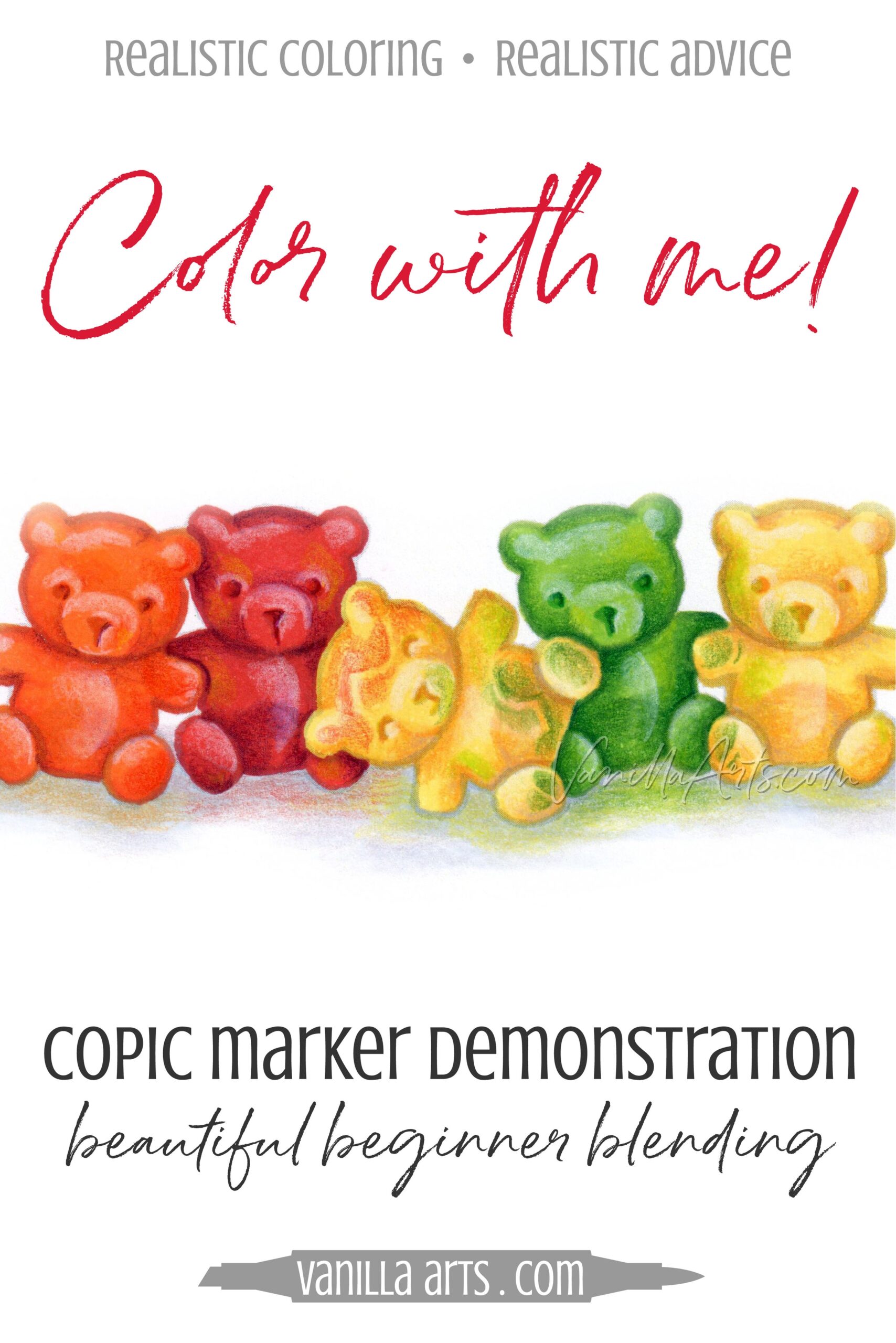 Color With Me Lazy Gummy Bear Beginner Copic Blending Vanilla 