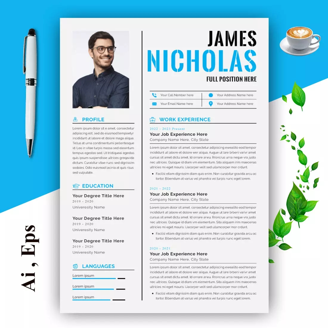 Colorful CV Template And Resume Design Layout MasterBundles