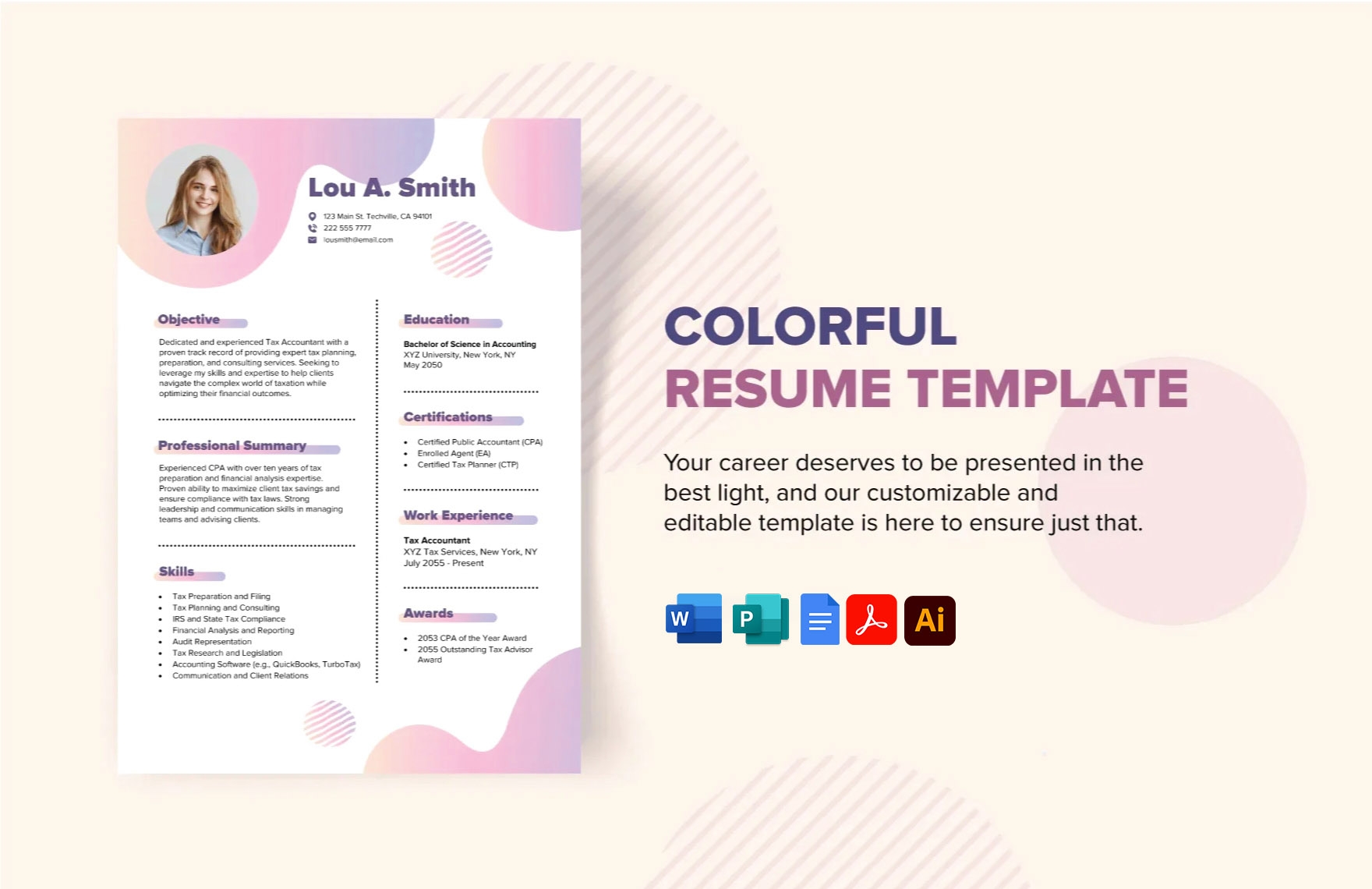 colorful resume template