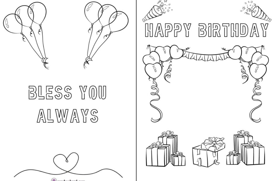 Coloring Birthday Card Printable Worksheets Library