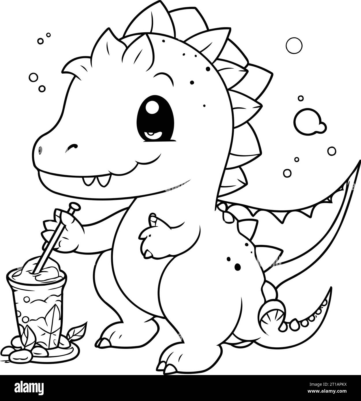 Coloring Page Outline Of Cute Dinosaur With Ice Cream Coloring 