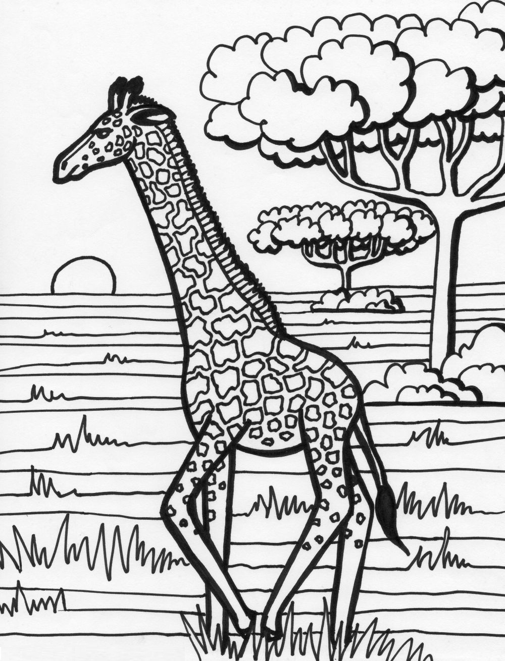 giraffe coloring pictures to print