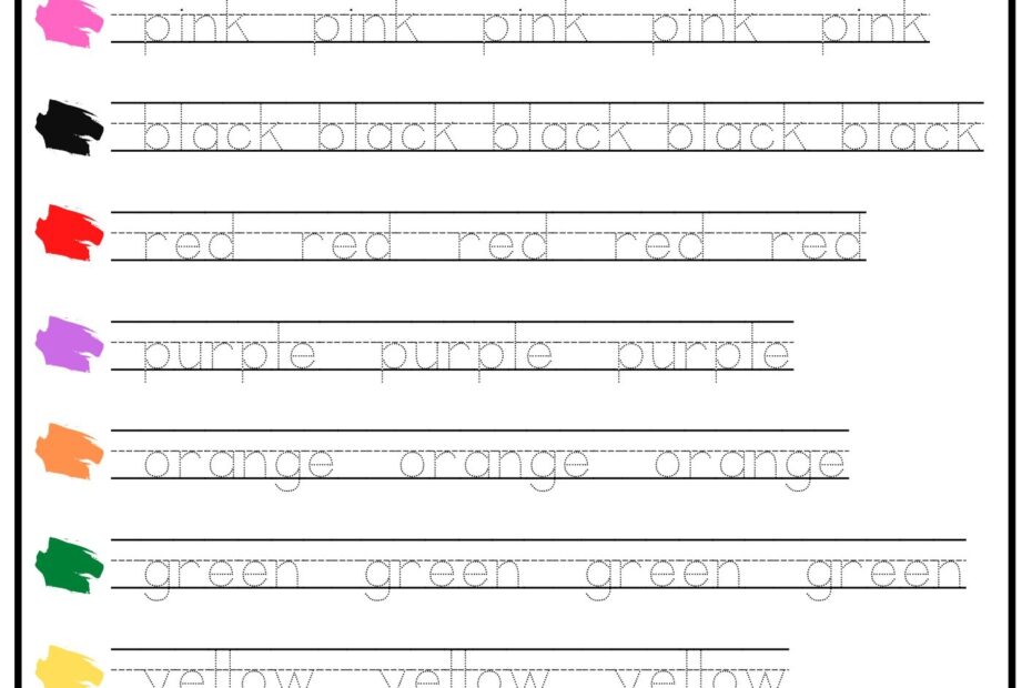 Colors Word Tracing Worksheet Ezpzlearn