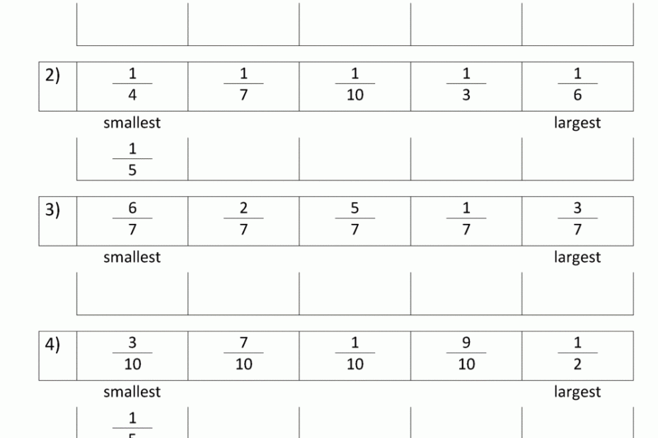 Comparing Fractions Worksheet