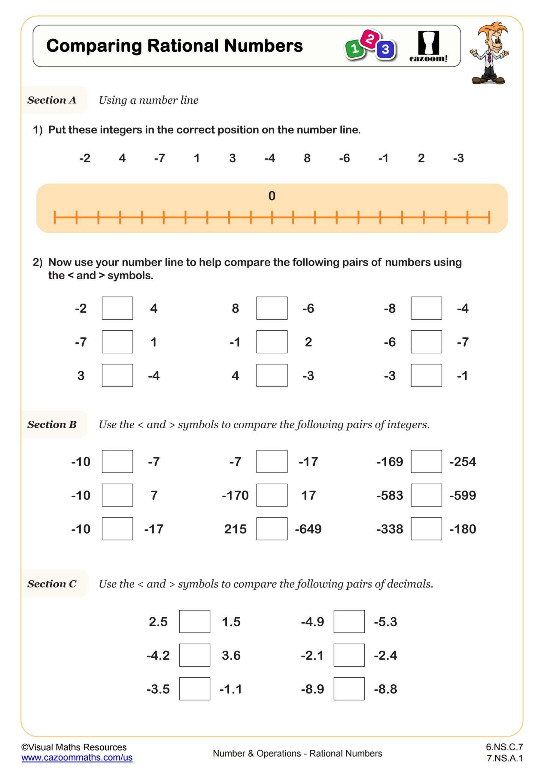 Comparing Rational Numbers Worksheet Fun And Engaging 6th Grade 