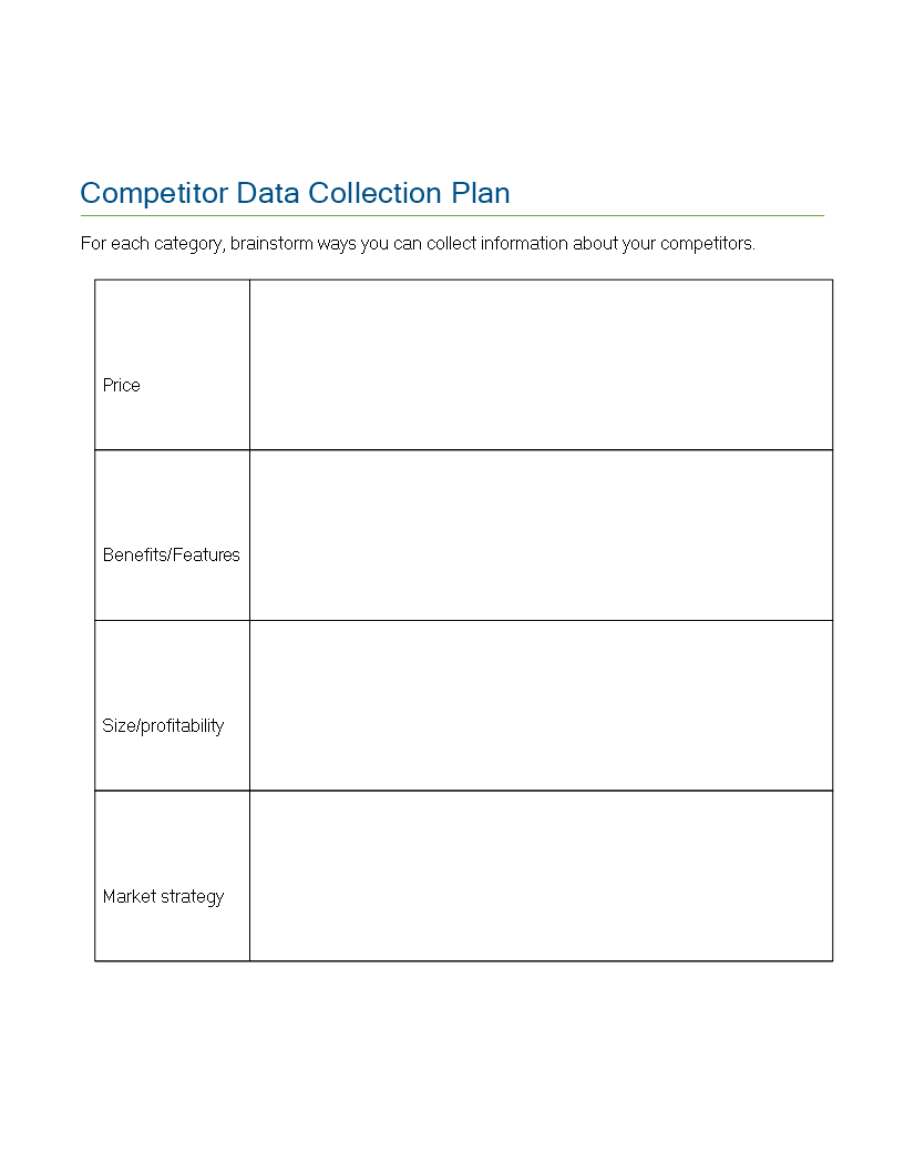 Competitor Data Collection Plan Templates At 