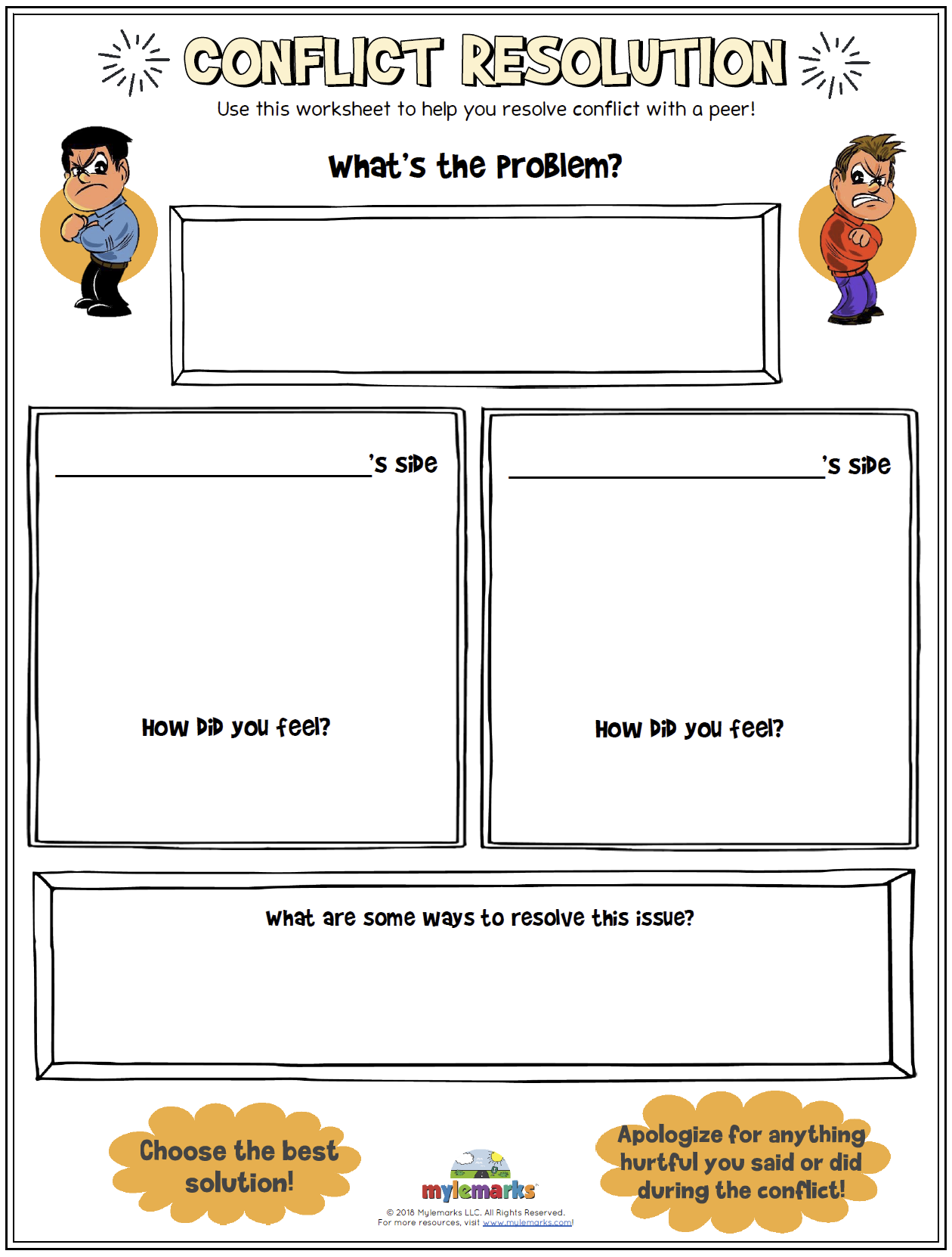 Conflict Resolution Worksheet By Courtney Benner Worksheets Library Worksheets Library
