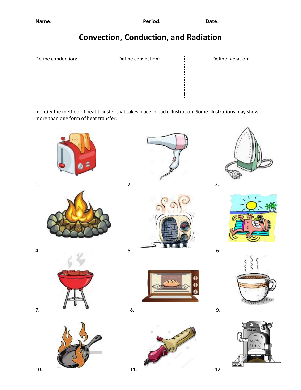 Convection Conduction Radiation Worksheet