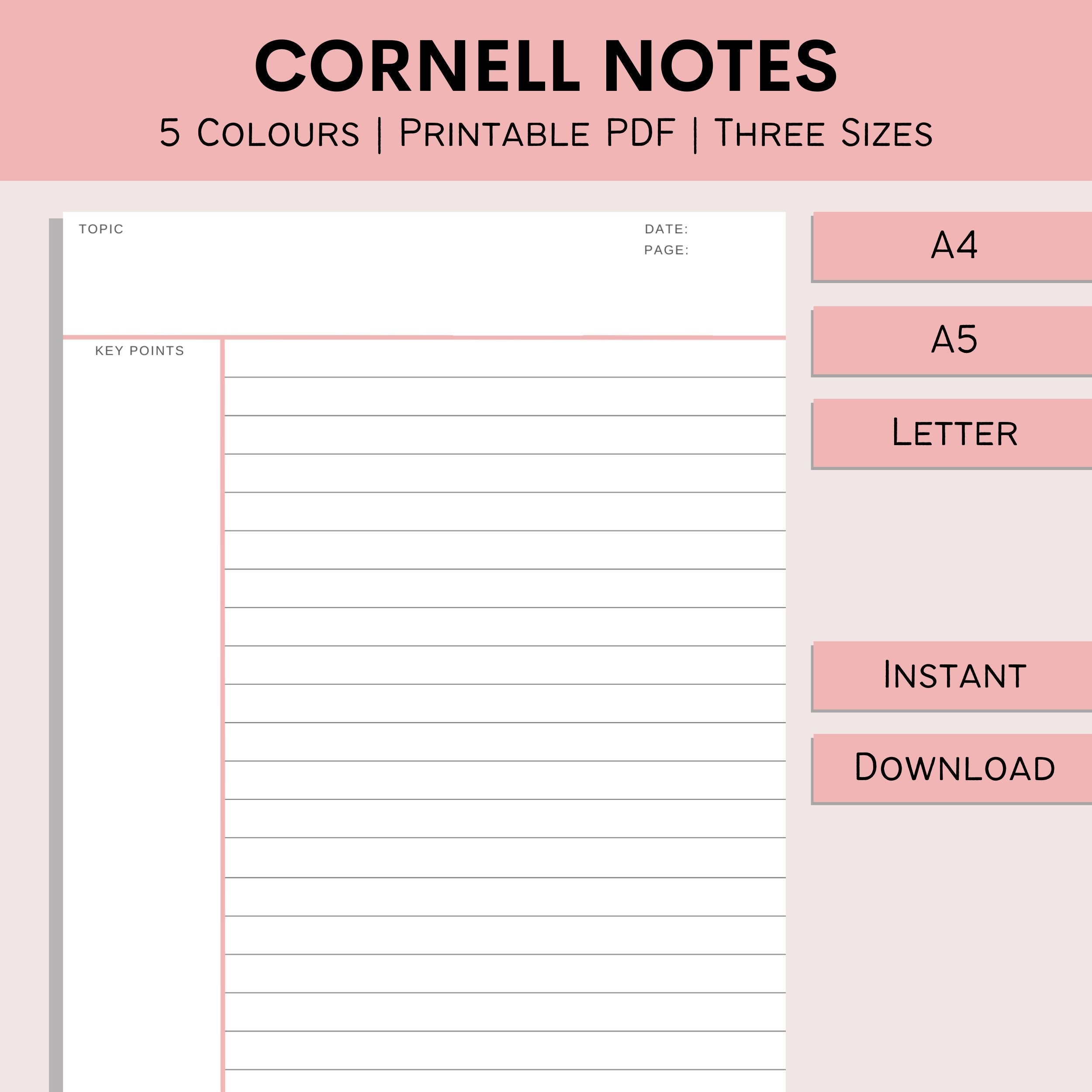 printable avid cornell notes template
