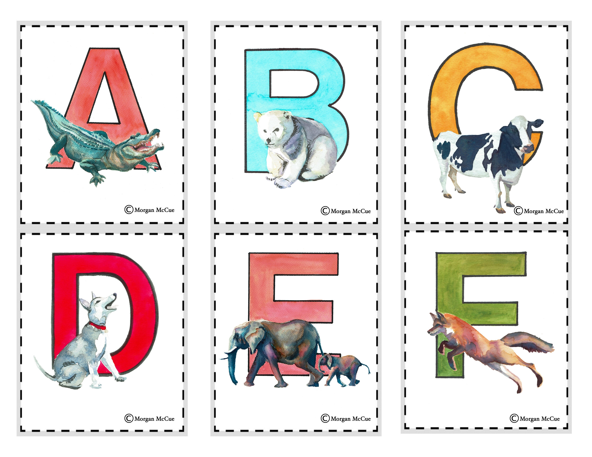 CORONA CRAFT 5 Alphabet Animal Printable Morgan McCue Artist