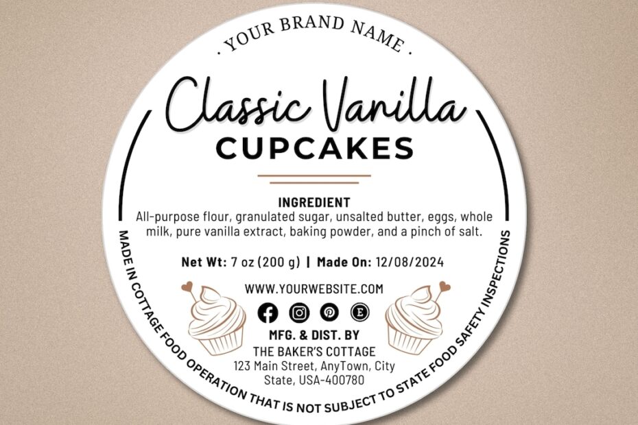Cottage Food Label Cottage Baking Label Printable Food Label Home Baked Goods Label Home Bakery Stickers Ingredient Label Template Etsy Australia
