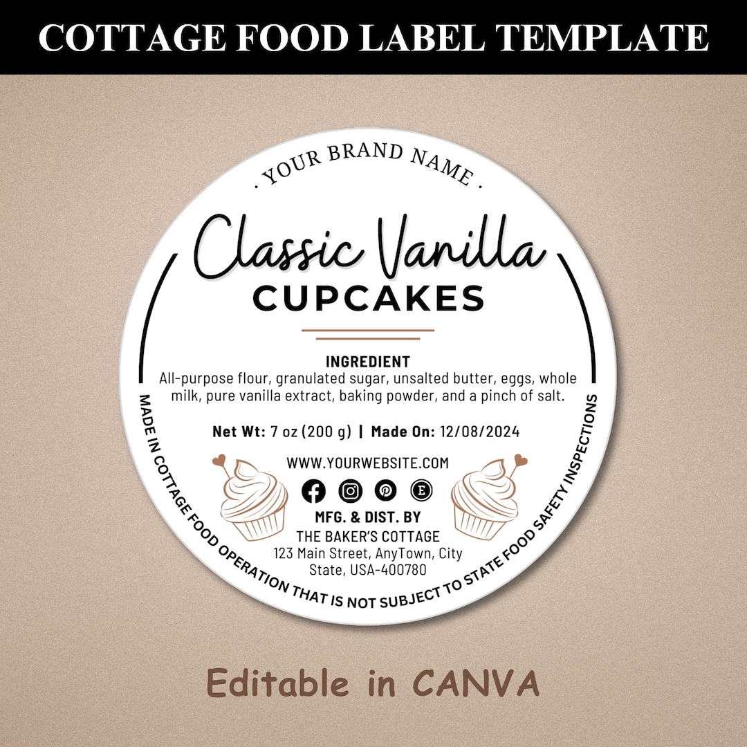 Cottage Food Label Cottage Baking Label Printable Food Label Home Baked Goods Label Home Bakery Stickers Ingredient Label Template Etsy Australia
