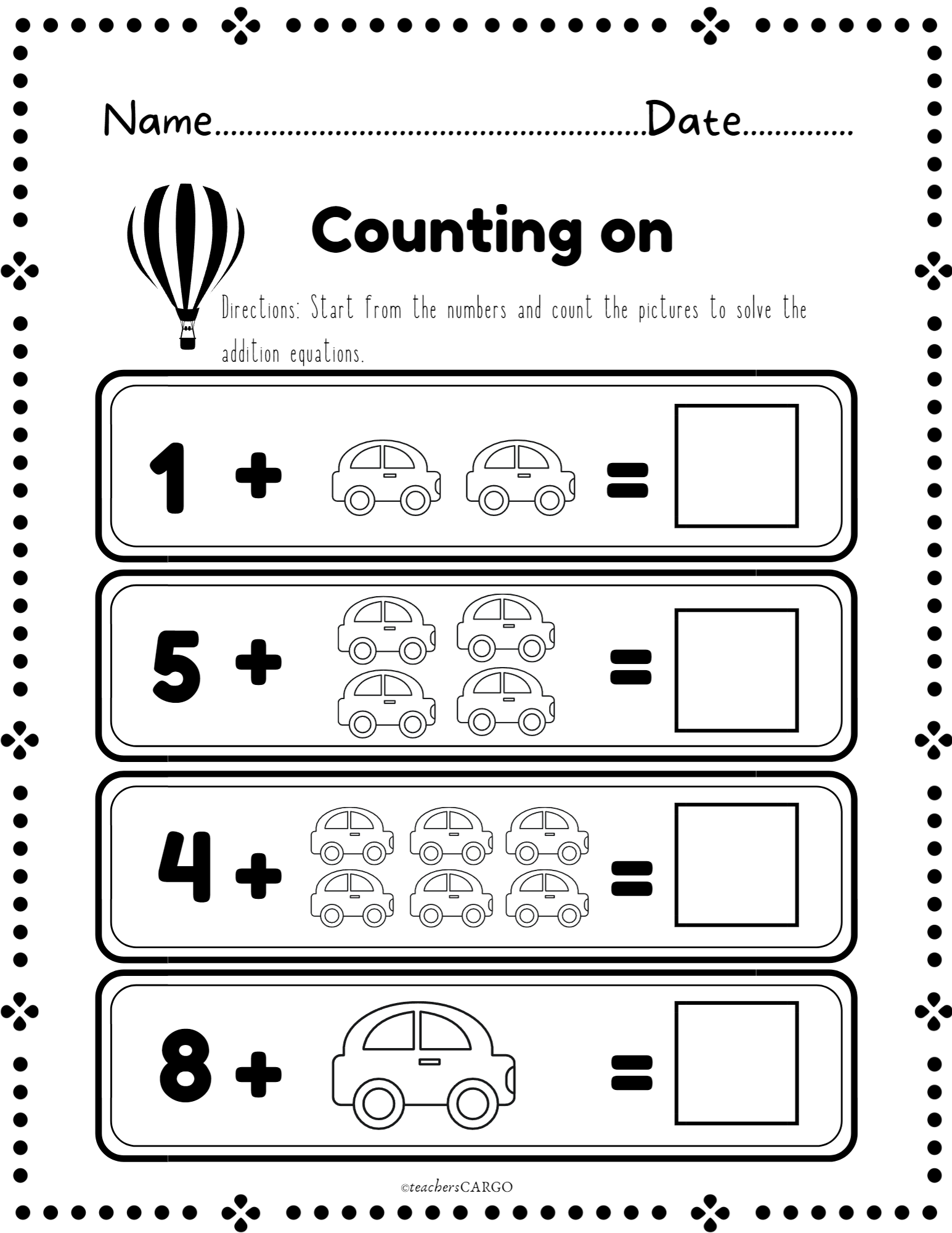 Counting On Strategy Counting On To Add For Kindergarten Made 