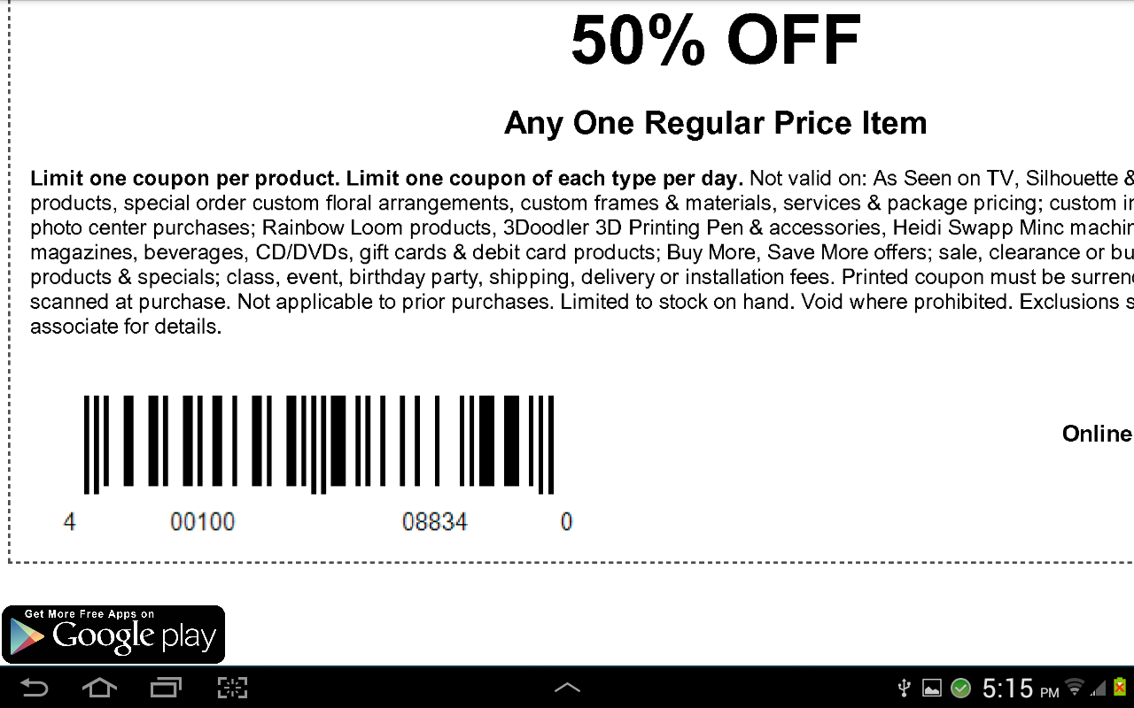 Coupons For Michaels Canada App On Amazon Appstore