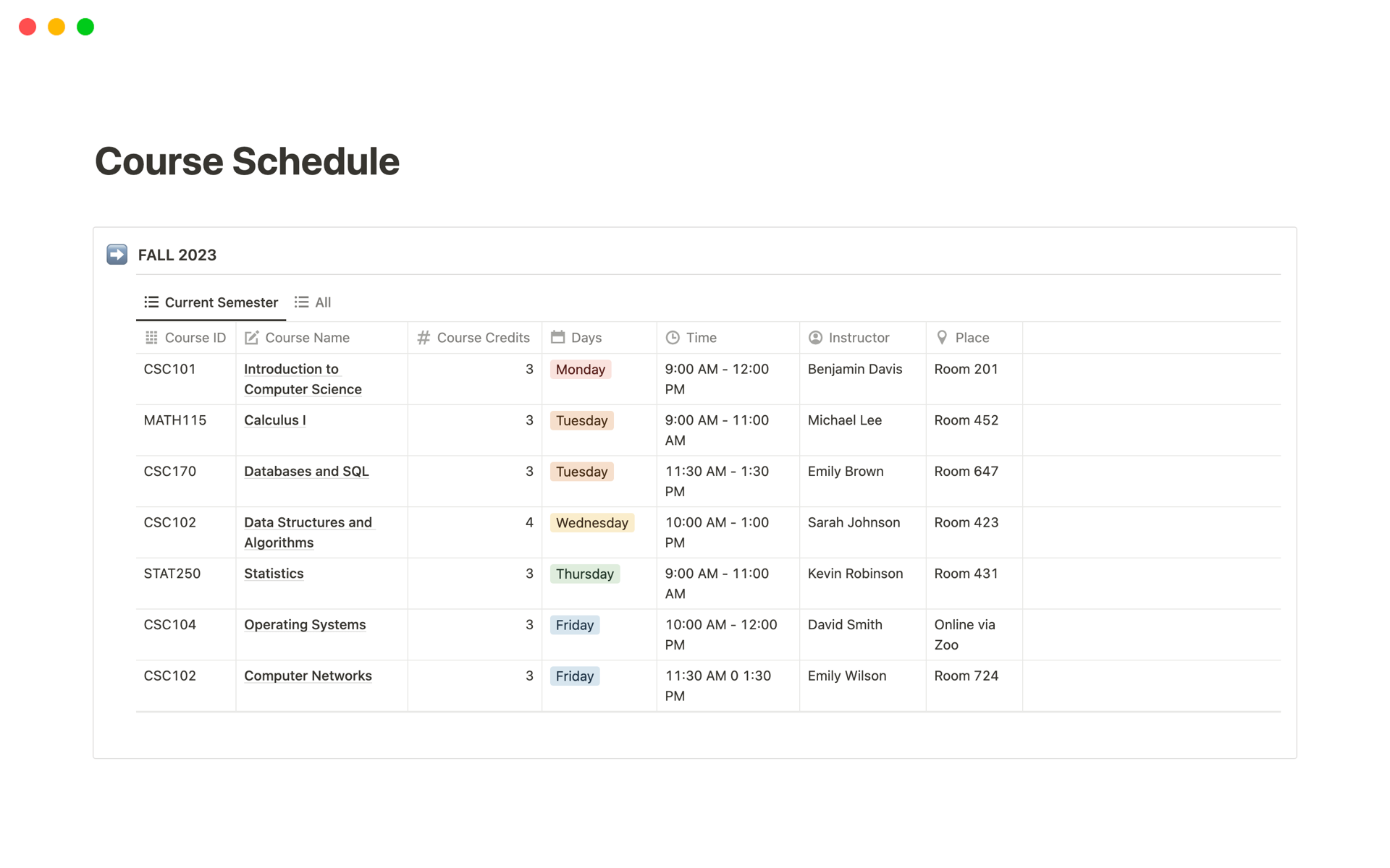 Course Schedule Template By HitaNotion Notion Marketplace
