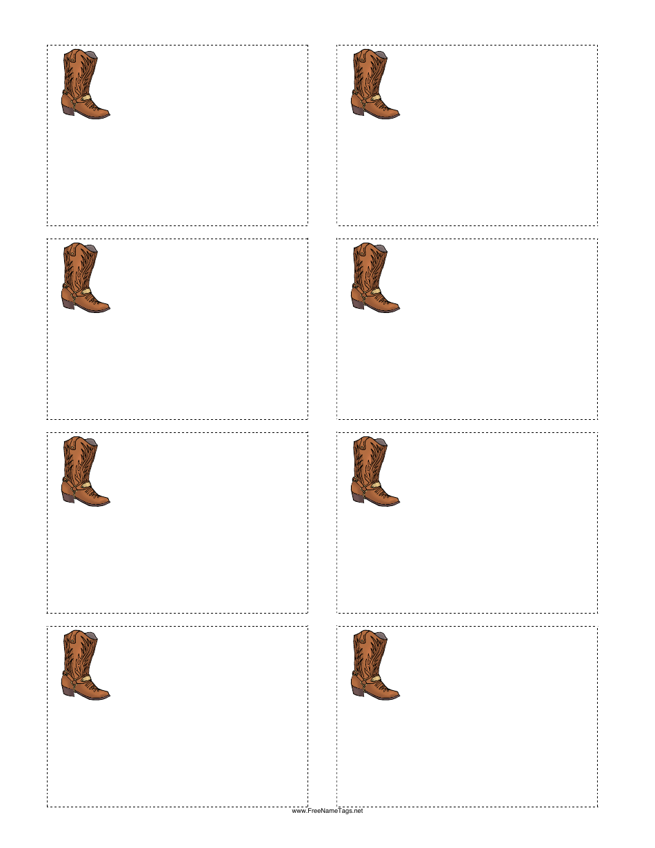 Cowboy Boot Name Tag Template Download Printable PDF Templateroller