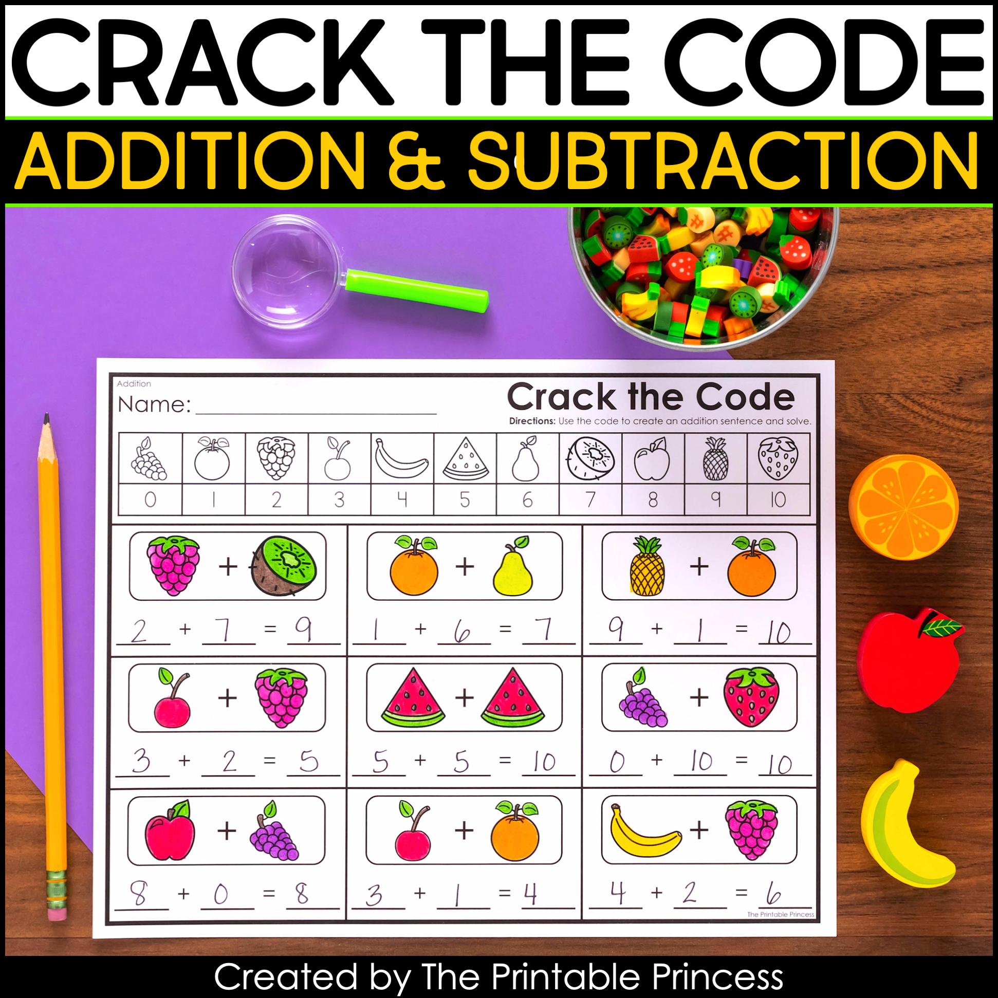 Crack The Code Addition And Subtraction Worksheets The Printable Princess