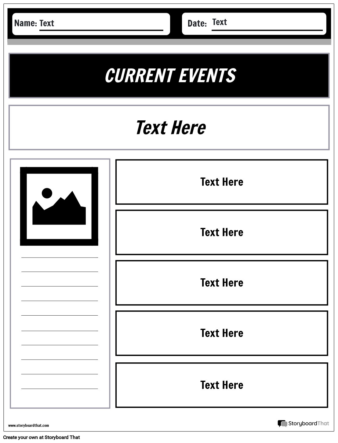 Create Free Current Events Worksheets With Storyboard That