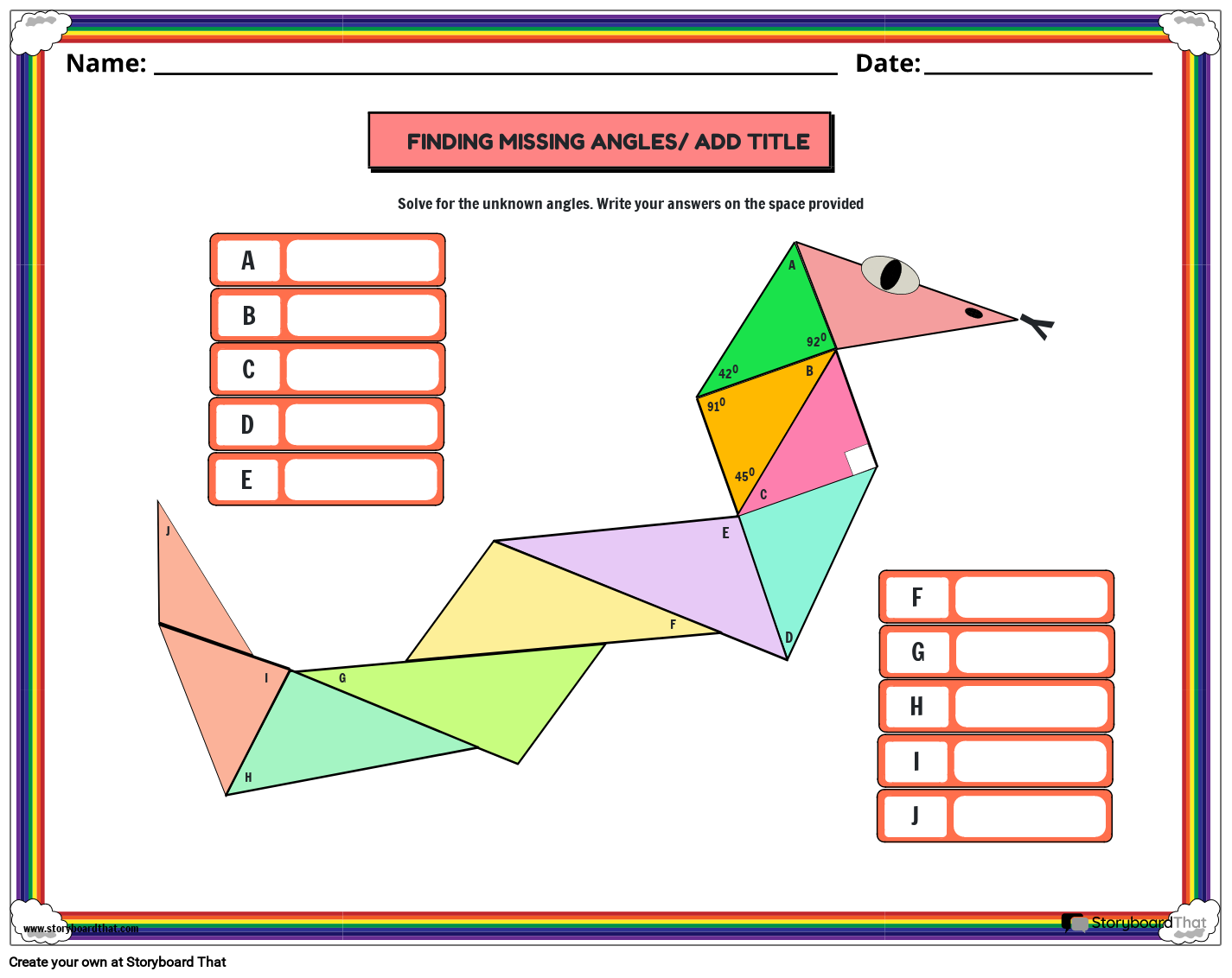 angles in a triangle worksheet