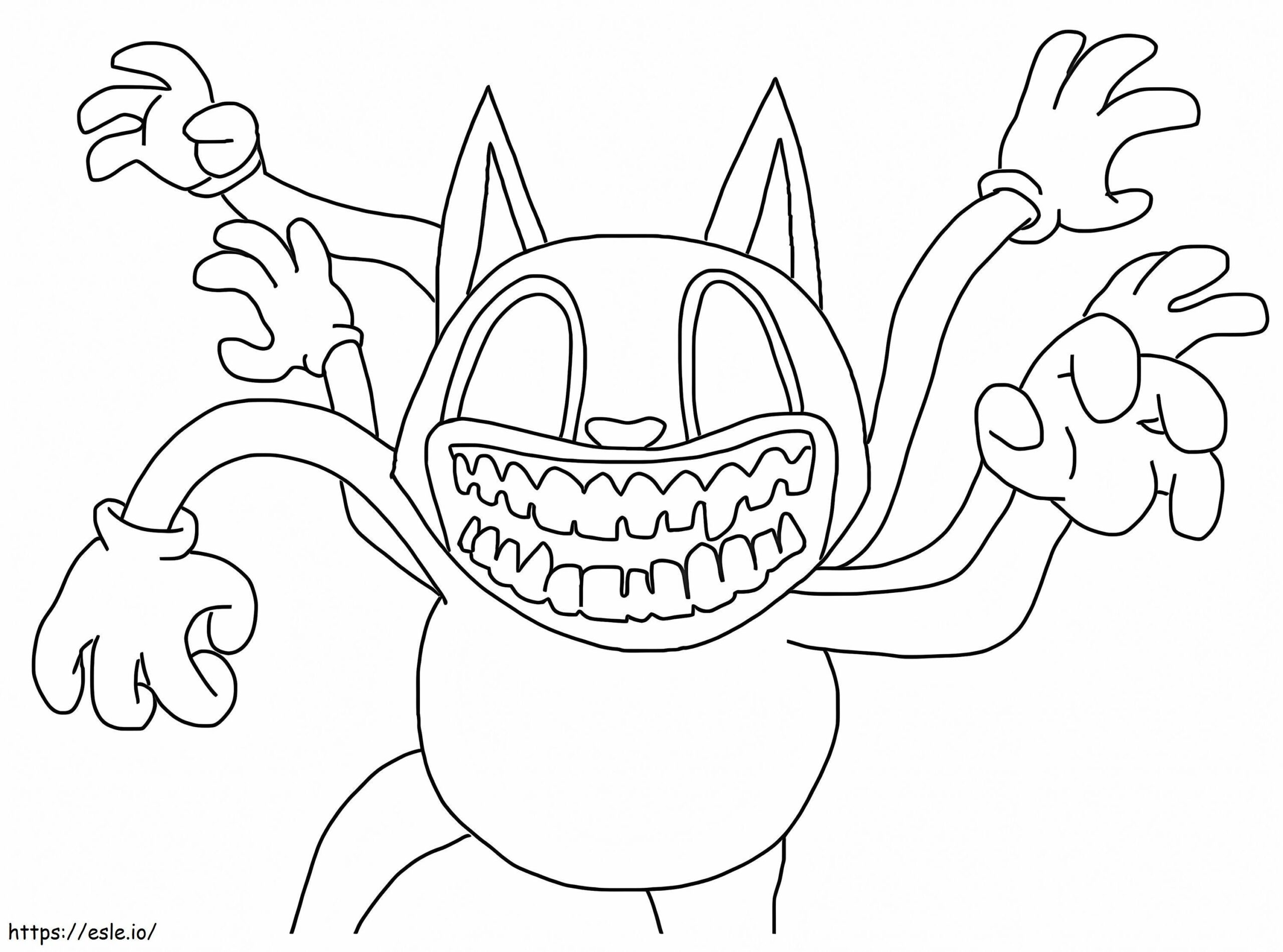 Creepy Cartoon Cat Coloring Page