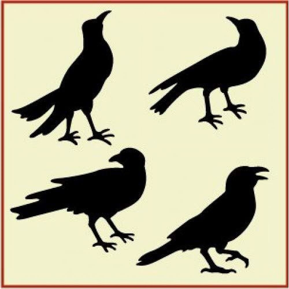 Crow Flock 3 Stencil 4 Images Primitive Bird Stencil Raven Template Reusable Laser Cut Mylar Template For Painting Home Decor DIY Crafts The Artful Stencil Walmart