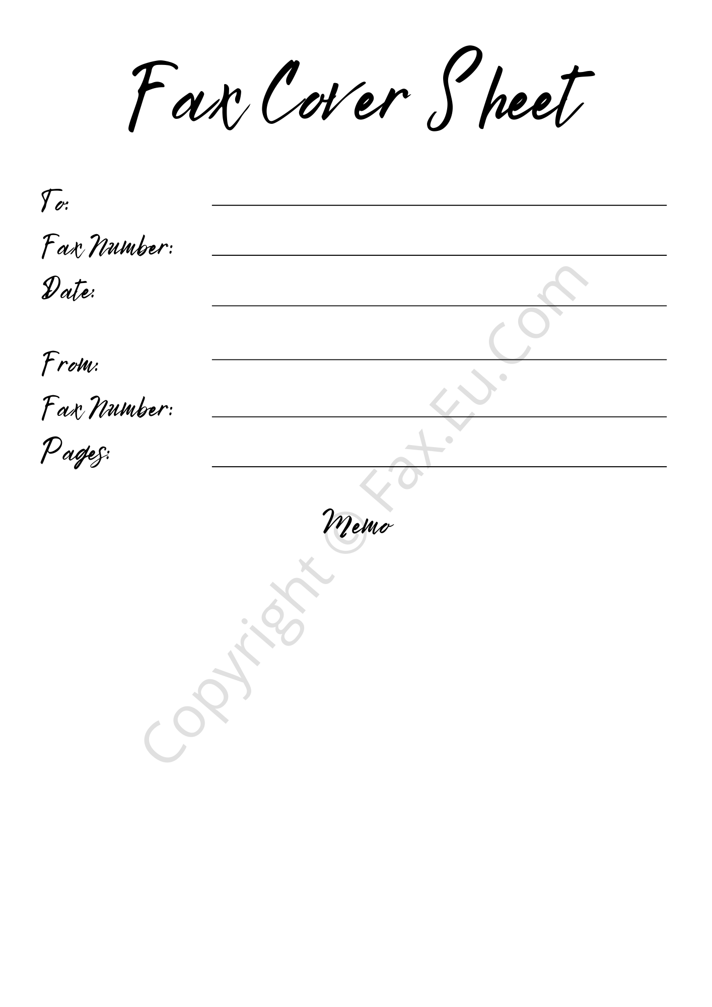 Cursive Fonts Fax Cover Sheet Printable And Editable Free Fax Cover Sheet Templates