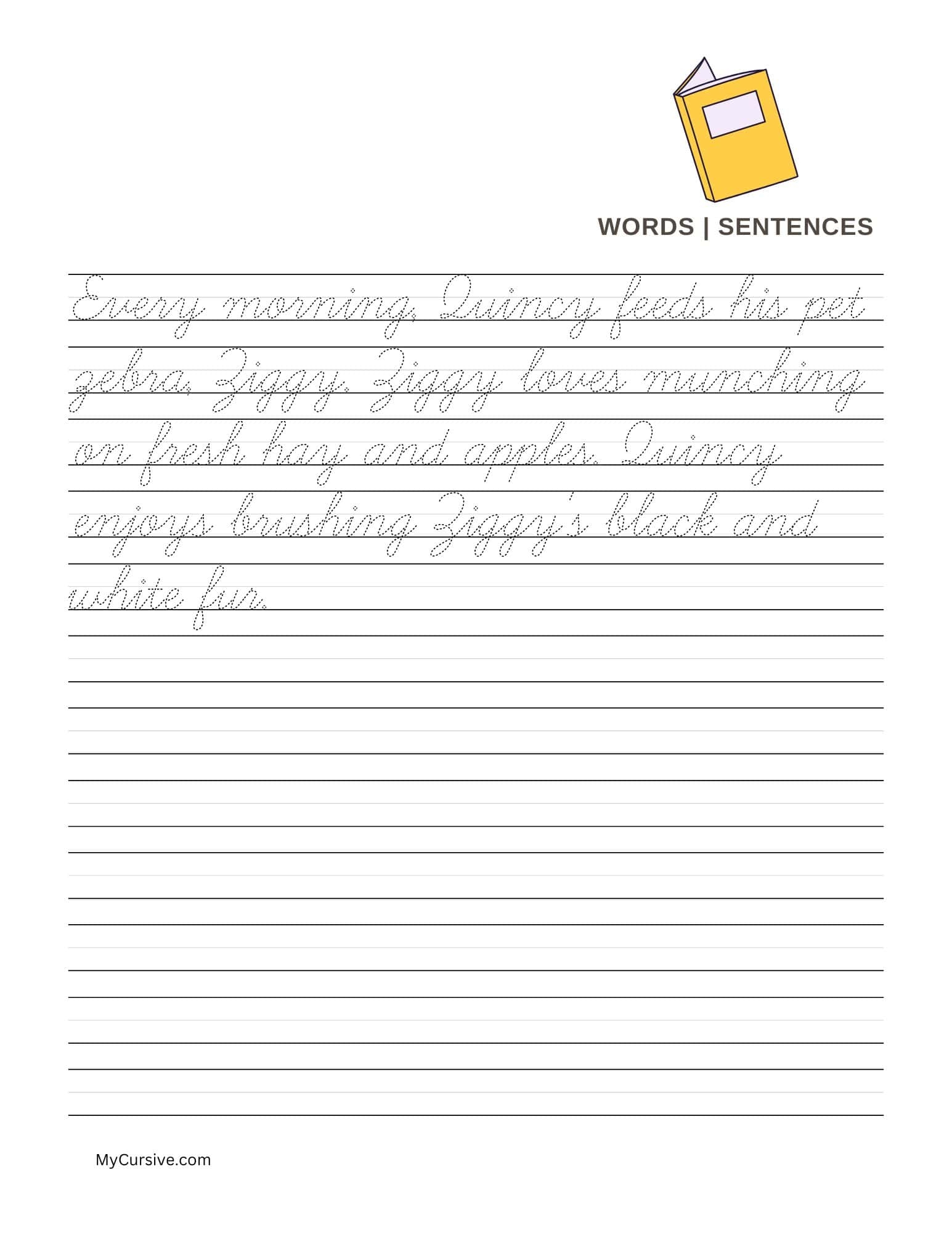 cursive practice worksheet